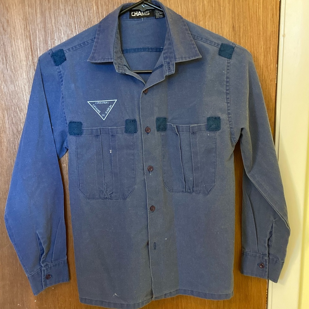 Boys Blue Long Sleeve Button Down Shirt by Chams size 10/12